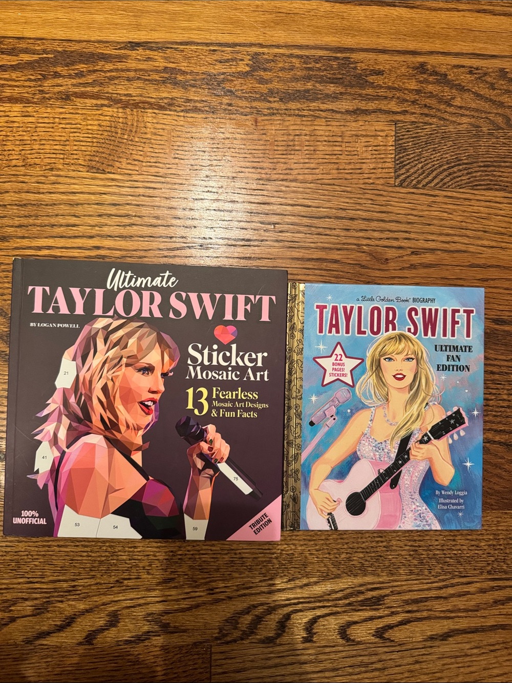 Taylor Swift Book Lot Sticker Mosaic Art + Little Golden Book Biography Unused